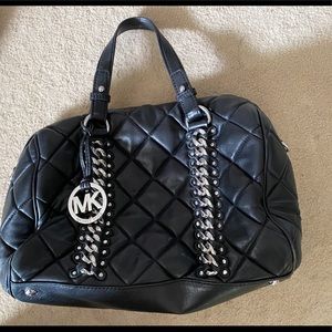 Michael Kors Black Leather Duffle Quilted Bag
